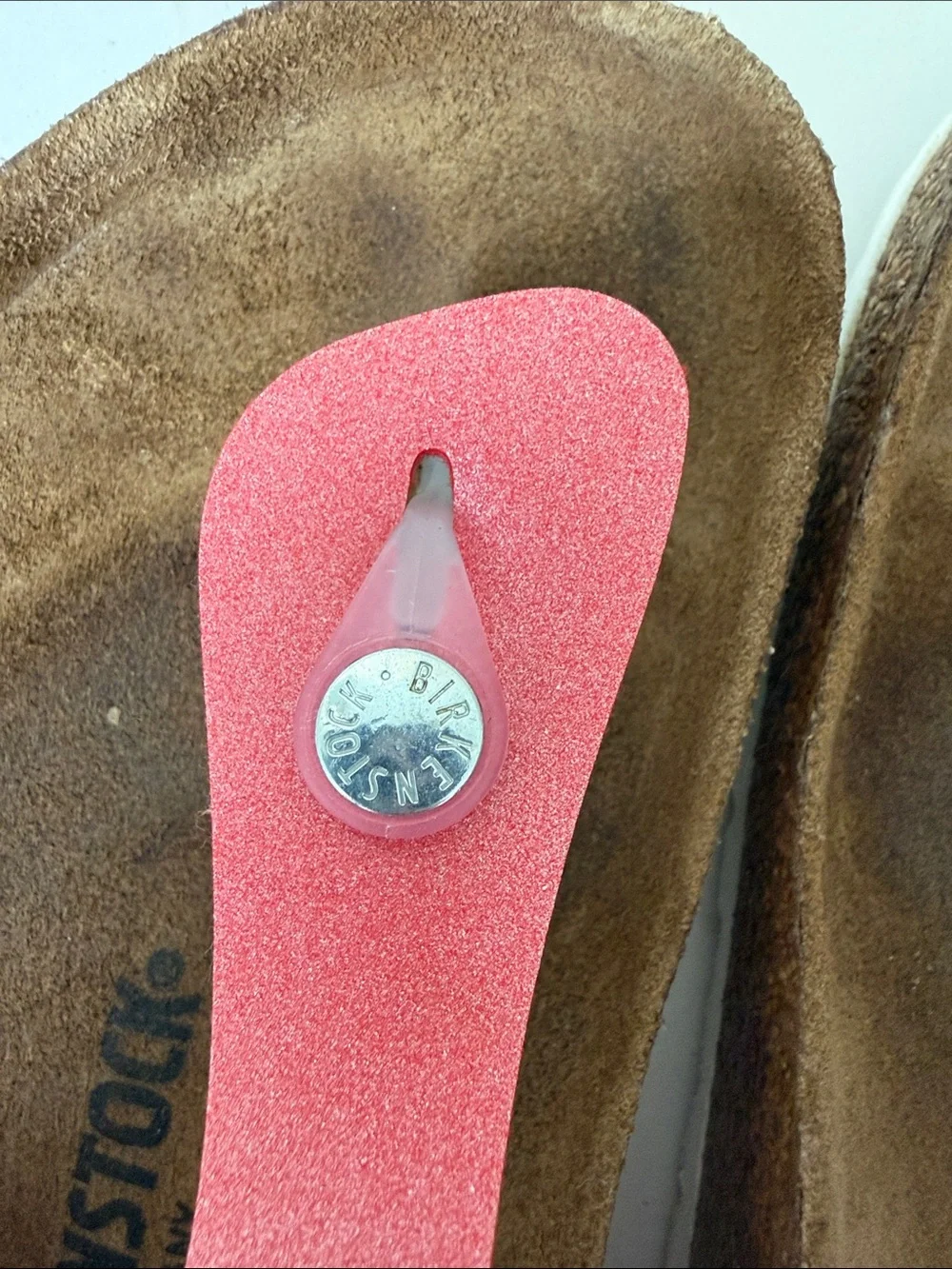 Women's Pink coral Gizeh size 11 42 R T-Strap Cork Footbed Sandals